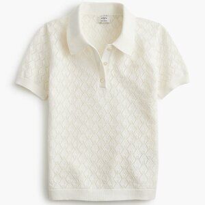 J.Crew Ivory Cotton Short-sleeve pointelle sweater-polo Women’s M